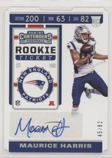 2019 Panini Contenders Rookie Ticket Stub 45/82 Maurice Harris #249 Auto 0b67