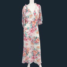 Maison Tara Floral Maxi Dress Puff Sleeve Romantic Evening Guest Empire Waist 14