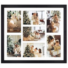 Golden State Art 13.7x15.7 Black Wood 7-Opening Collage Picture Frame Matched