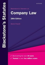 Blackstone's Statutes on Company Law by Derek French Paperback Book