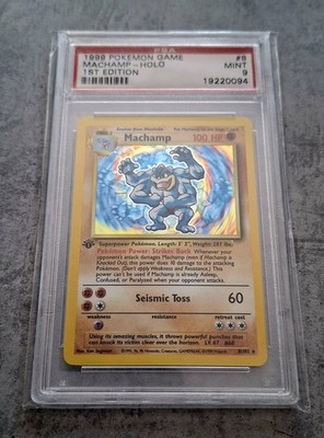 1999 Pokemon 1st Edition Base Set Machamp Holo 8/102 PSA 9