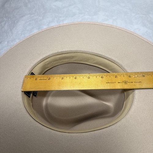 Wyeth Cowboy Hat Tan Beige 100% Wool Western Size 0/S - Picture 10 of 17