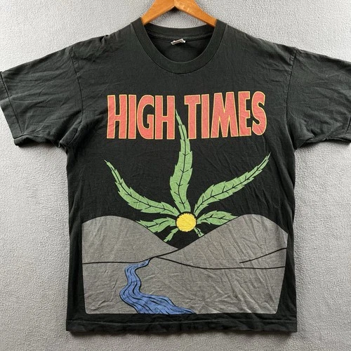 High Times Shirt Mens XL Black Single Stitch AOP 90s 1990s vintage concert t-shirt, vintage, size XL, single stitch, B+ condition