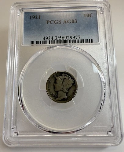 1921 Mercury Dime - PCGS AG03 Low Ball Semi Key Date of the Series, Nice Look