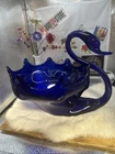 Vintage 1970s Sooner Dark Blue Hand Blown Beautiful Cobalt Blue Glassware Swan