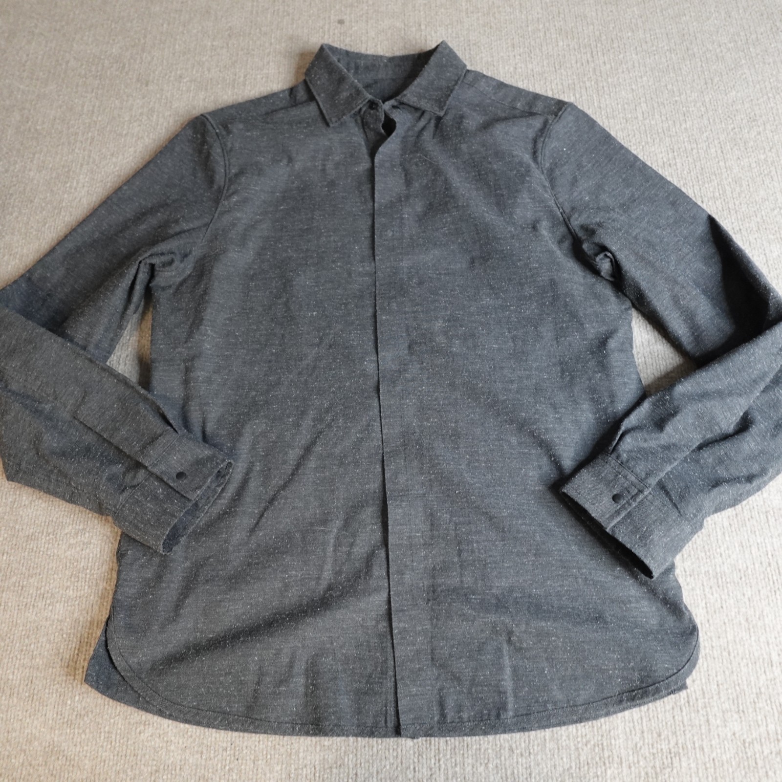 Lululemon Shirt Medium Gray Solid Hidden Placket … - image 1