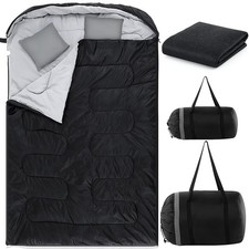 Double Sleeping Bag 2 Person Queen Size with Pillows for Camping Outdoors