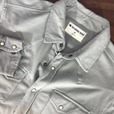 The Normal Brand Western Shirt Mens Medium Gray Cotton Stretch Pearl Snap Cowboy