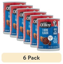 6 pack T-Bone Flavor Cuts in Gravy Wet Dog Food 13.2 oz Can 3.55 per gallon