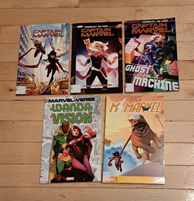 5 Marvel Comics: 3 Marvel Action: Captain Marvel, 1 Ms. Marvel, 1 Wanda Vision