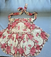 Vintage Sheer Apron Handmade Peony floral from Hankies 1950s