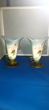 2 Vintage Hull Woodland Vase Blue Pink Flower High Gloss Finish W8 7-1/2"