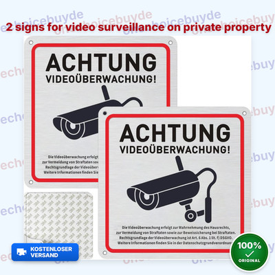 2 Stück,Video Surveillance Private Property Sign with DSGVO Notice 15 x 15 cm