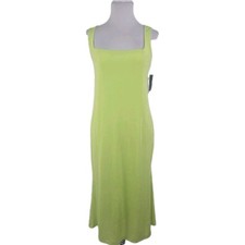 Wild Fable Large L Vibrant Green Square Neck Stretch Knit Lined MIDI Dress New