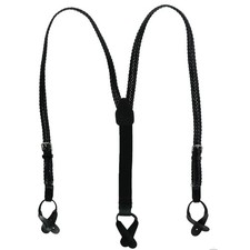 CTM Coated Leather Button-End 3/4 Inch Braided Suspenders