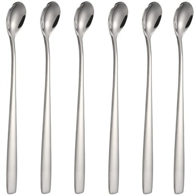 Stainless Steel Iced Tea Spoons Set of 6 Cocktail stir sticks Spoons Bar Spoo...