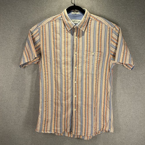 Orvis Multicoloured Striped Men’s Short Sleeve Shirt Size Medium - Picture 1 of 6