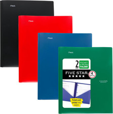 2-Pocket Folder, 4 Pack, Plastic Folder with Prong Fasteners, Holds