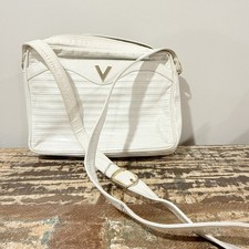 VTG Mario Valentino Shoulder Bag V White Leather -Authentic Purse Vintage