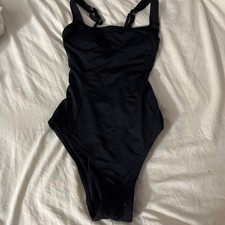 CUPSHE  X SmallOne Piece Black Swim Bathing Suit Square Neckline, NEW