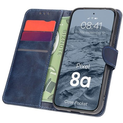 Handyhülle für Google Pixel 8a Bizon Case Cover Futeral Tasche Etui Dunkelblau
