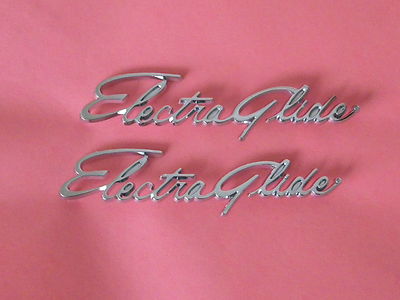 Harley CHROME emblem ELECTRA GLIDE oem 59196-65 *** MATCHED Pair