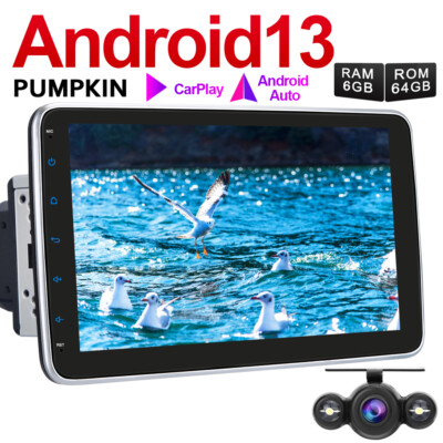 Pumpkin 10.1'' Android 13 Autoradio 2 DIN GPS Navi Carplay Bluetooth OBD2+Kamera