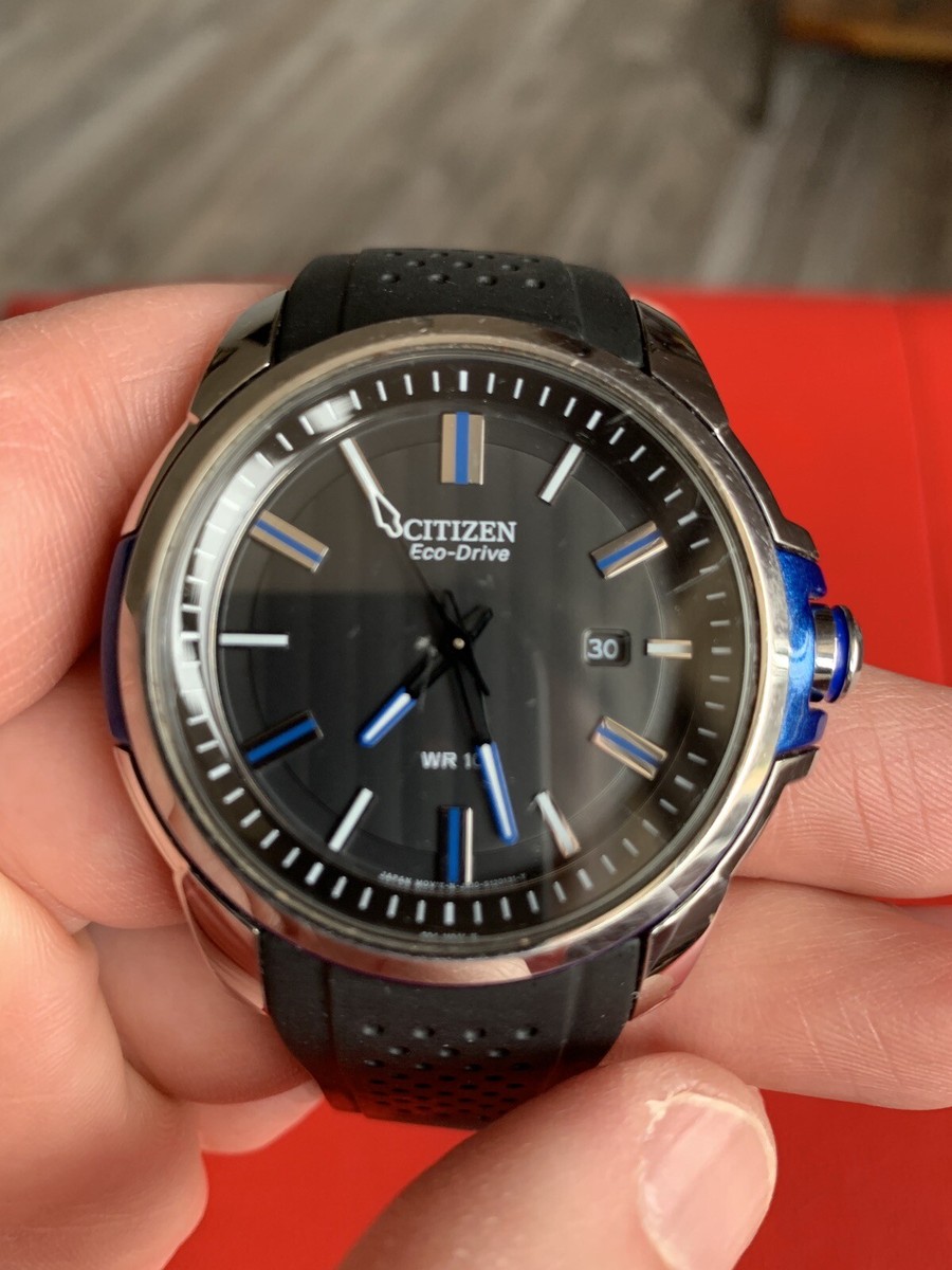 Citizen Eco-drive Men's Black & Blue Poly Band 45mm Watch Aw1151