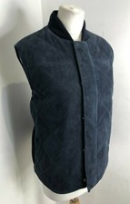 Bnwt Holland & Holland Women's Quilted Suede Gilet Vest Xl New Navy Stunning