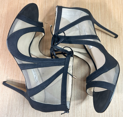 Sandalias de tacón de aguja Nina Cherie negras de acero Luna para mujer talla 7 M - Imagen 7 de 12