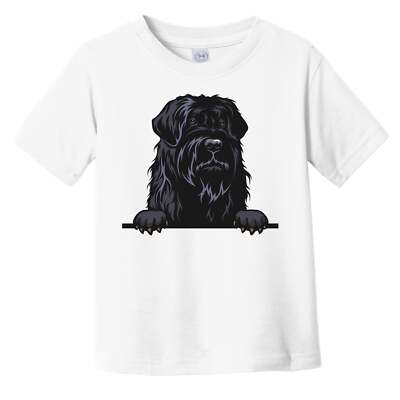 Black Russian Terrier Dog Breed Popping Up Cute Infant Toddler T-Shirt