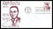 US FDC # 1860 20c Ralph Bunche  Bazaar   1982, 9p7022