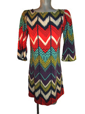 CANDY ROSE, Multi-Colors Sheath Career Dress, Size Small, 3/4 Sleeves, Polyester