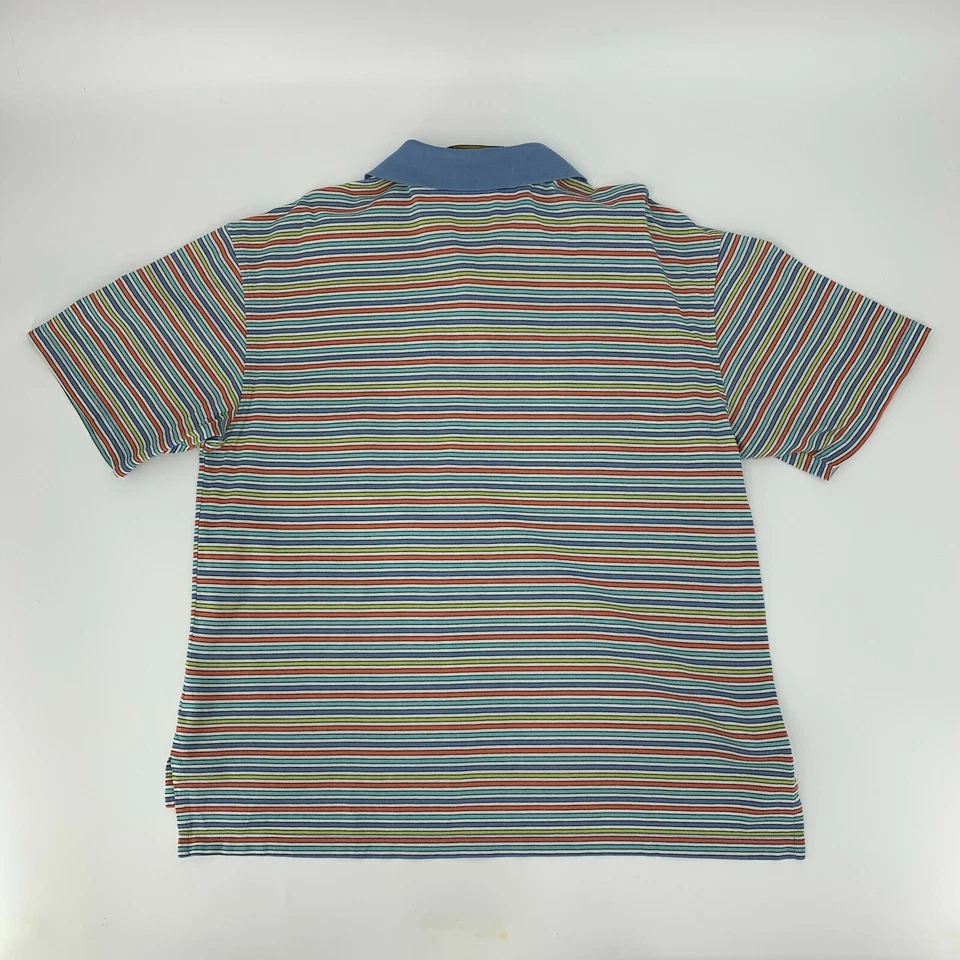 Camisa polo de golf Byron Nelson vintage para hombre talla L colorida a rayas 100 % algodón Foto 3 de 4