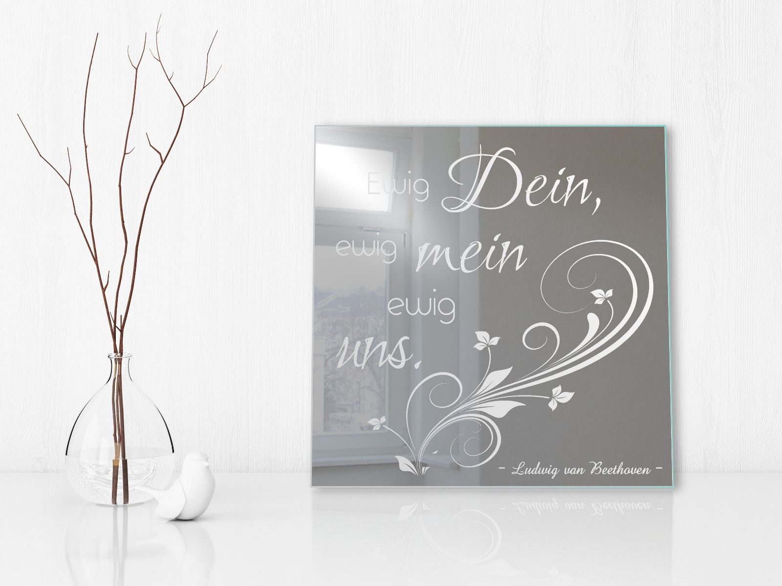 Motivspiegel Spruch Ewig dein ★ Spiegel mit Gravur ★ Flurspiegel ★ Deko