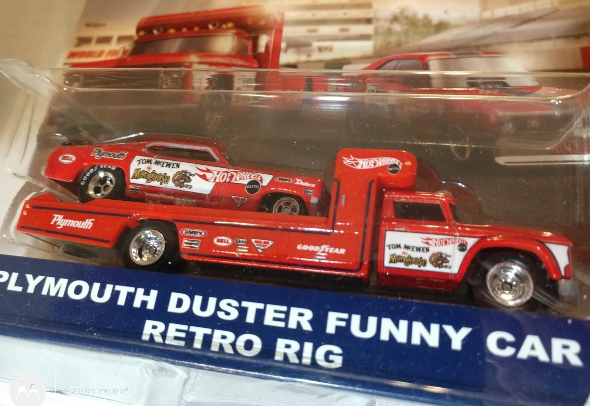 NEW Hot Wheels Premium Team Transport Plymouth Duster Funny Car Retro Rig  Rare