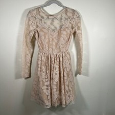 Windsor Peach X-Small Long sleeve Lace with Slip open back Dress