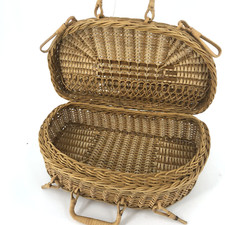 VTG Natural Woven Ratten Bamboo Wicker Handbag Satchel Joy Proctor Design BOHO