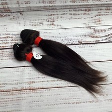 2 Bundles 10  Straight Brazilian Human Hair Natural Black / Brown Extensions