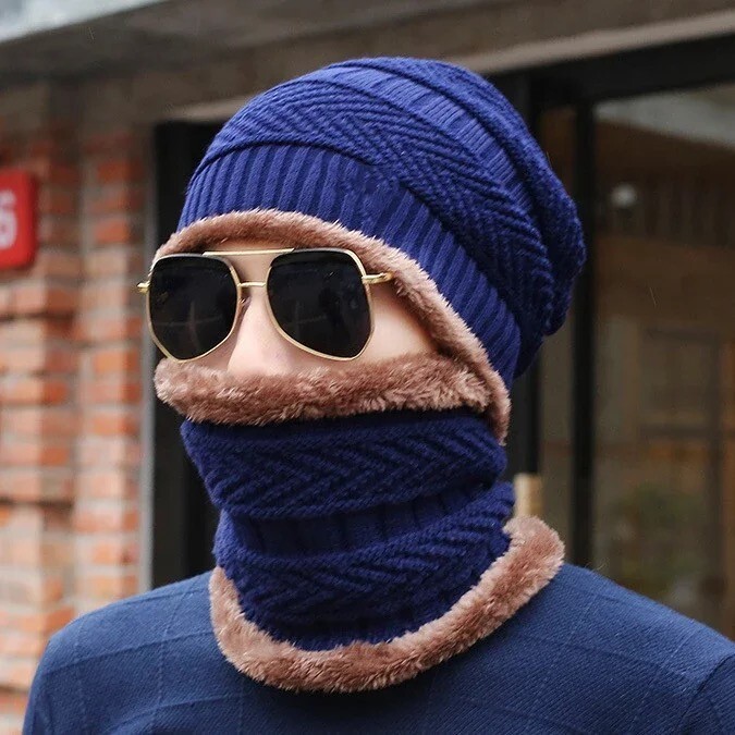 Men and Women Winter Knit Warm Beanie Hats and Scarf Ski Skull Cap