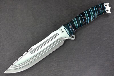 Busse Custom Hell Razor 2 .215'' Satin INF Blade, Full Green Clam Shell Handle