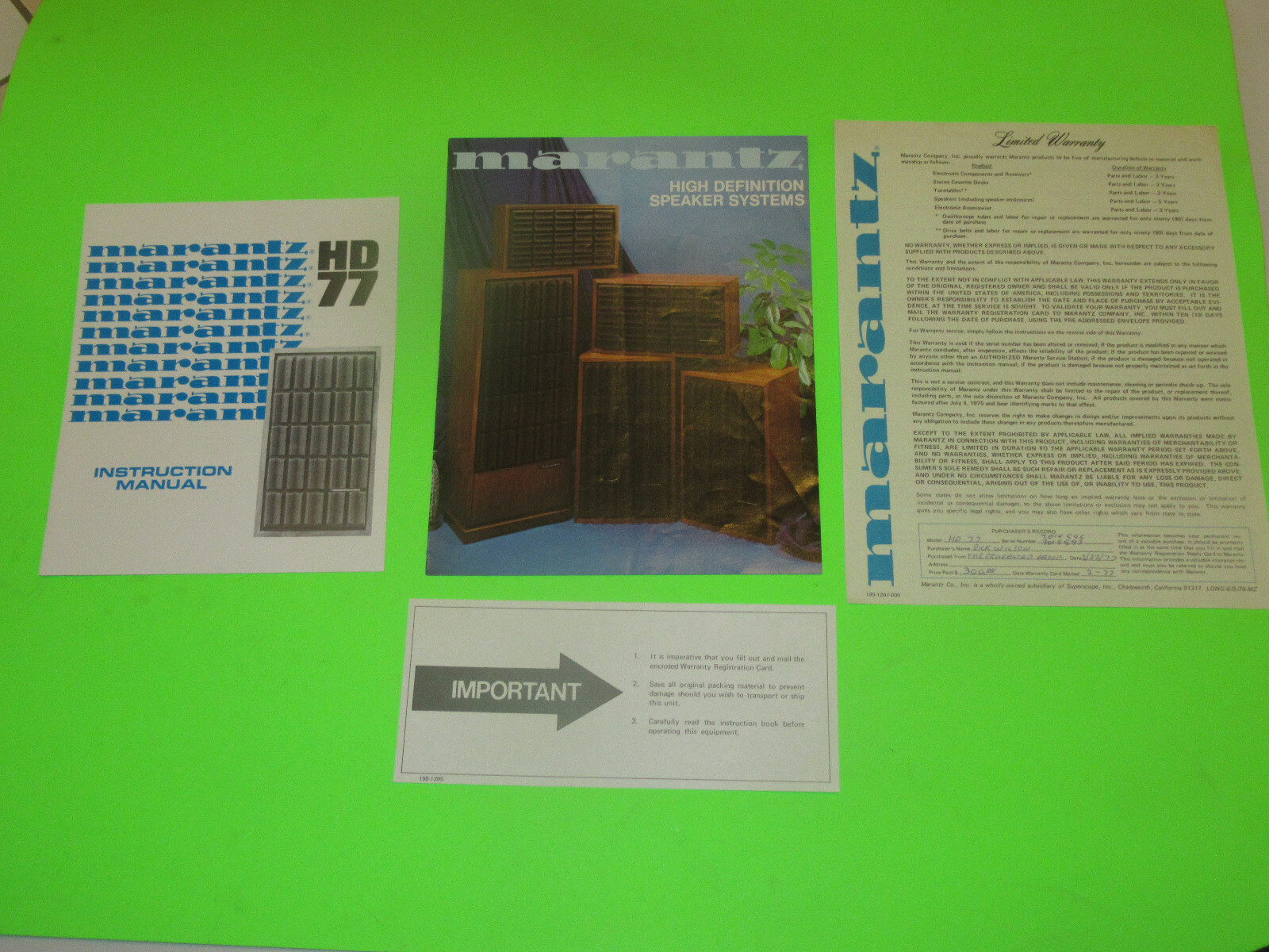 Marantz HD 77 vintage audio equipment - eBay listing photo 1