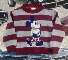 Vintage 80s Disney Mickey Mouse Sweater Kids Toddler Size Small 4/5 Striped