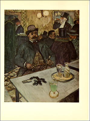 1955 Vintage Print Toulouse Lautrec M Boileau In A Cafe 1893 Fine Art Plate Man