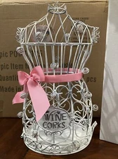 Corset Style Wine Cork Holder W/ Marbles And Pink Bow 13”h - NIB