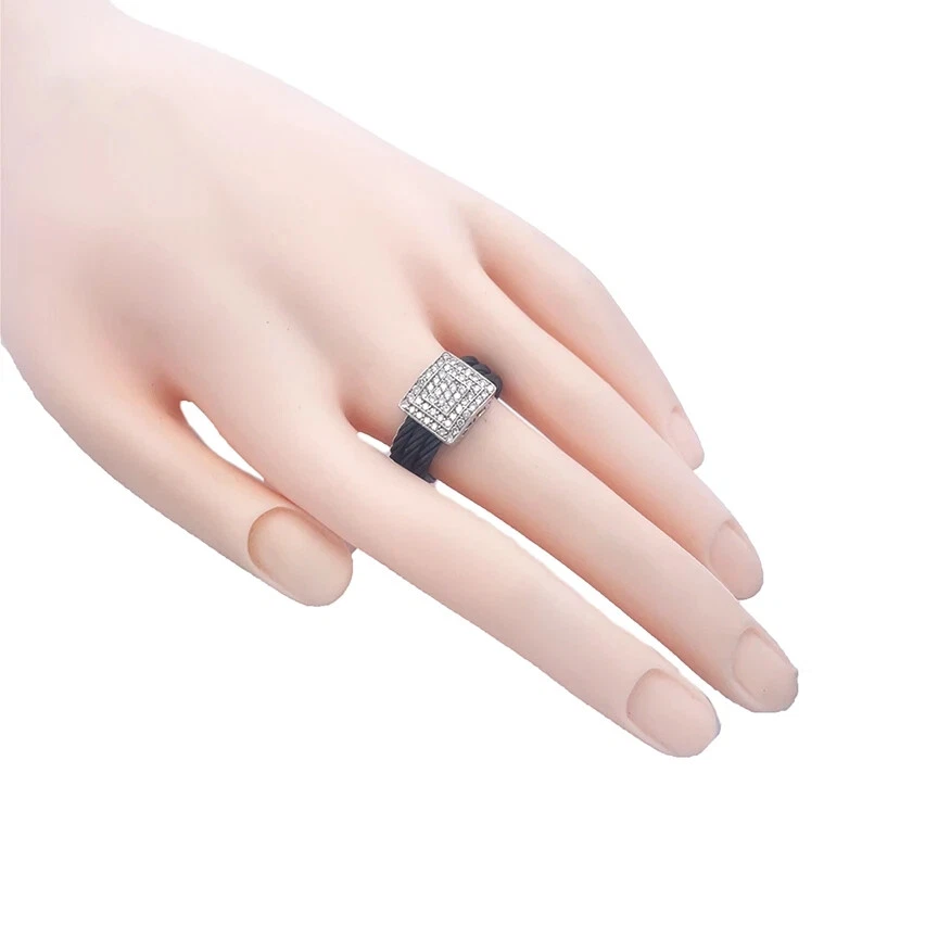 Anillo Charriol Diamante Oro 18k Acero Blanco Triple Cable Estilo Foto 2 de 4