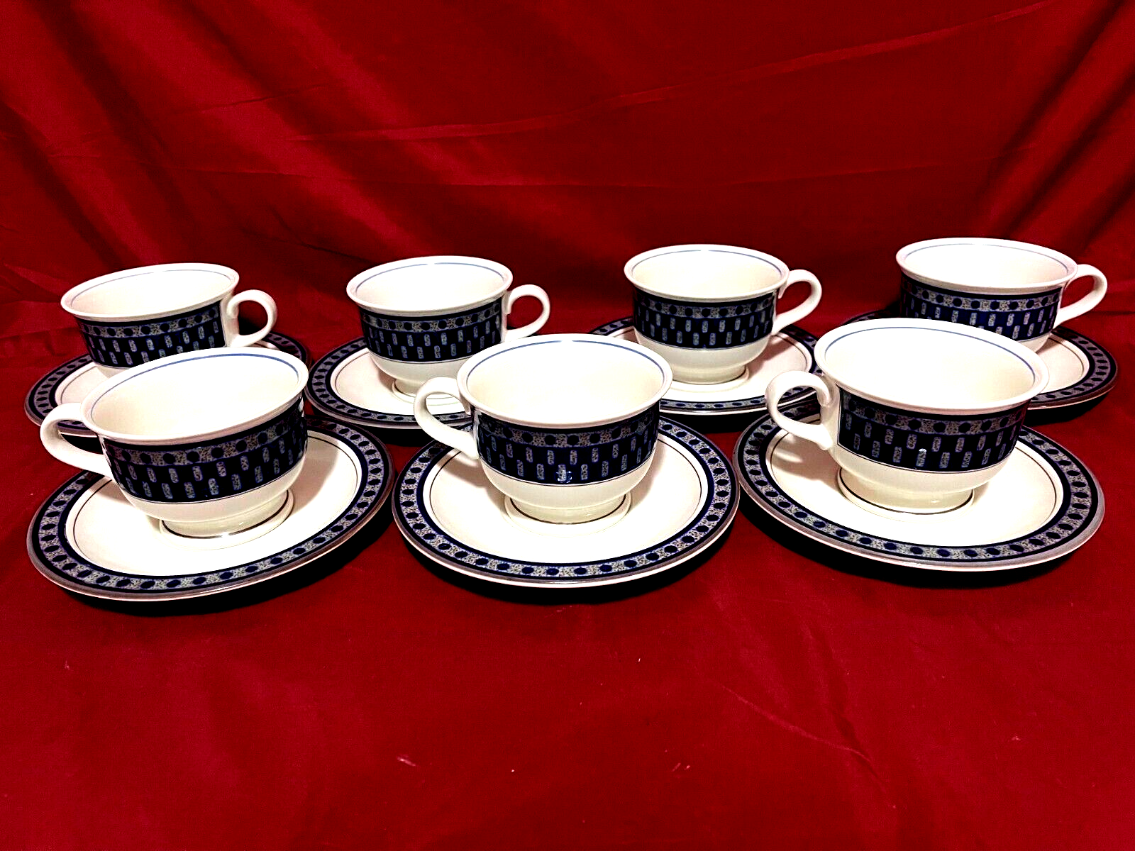 Mikasa Potter's Touch Aztec Blue 14 Piece Set Of 7 Each Footed Cups ...