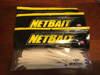 (3 packs) Ned Bait T-Mac 6.5'' Finess Worm (20 pk) WHITE