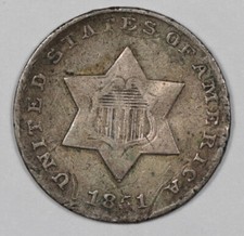 1851 Three Cent Silver.  Fine.  200882