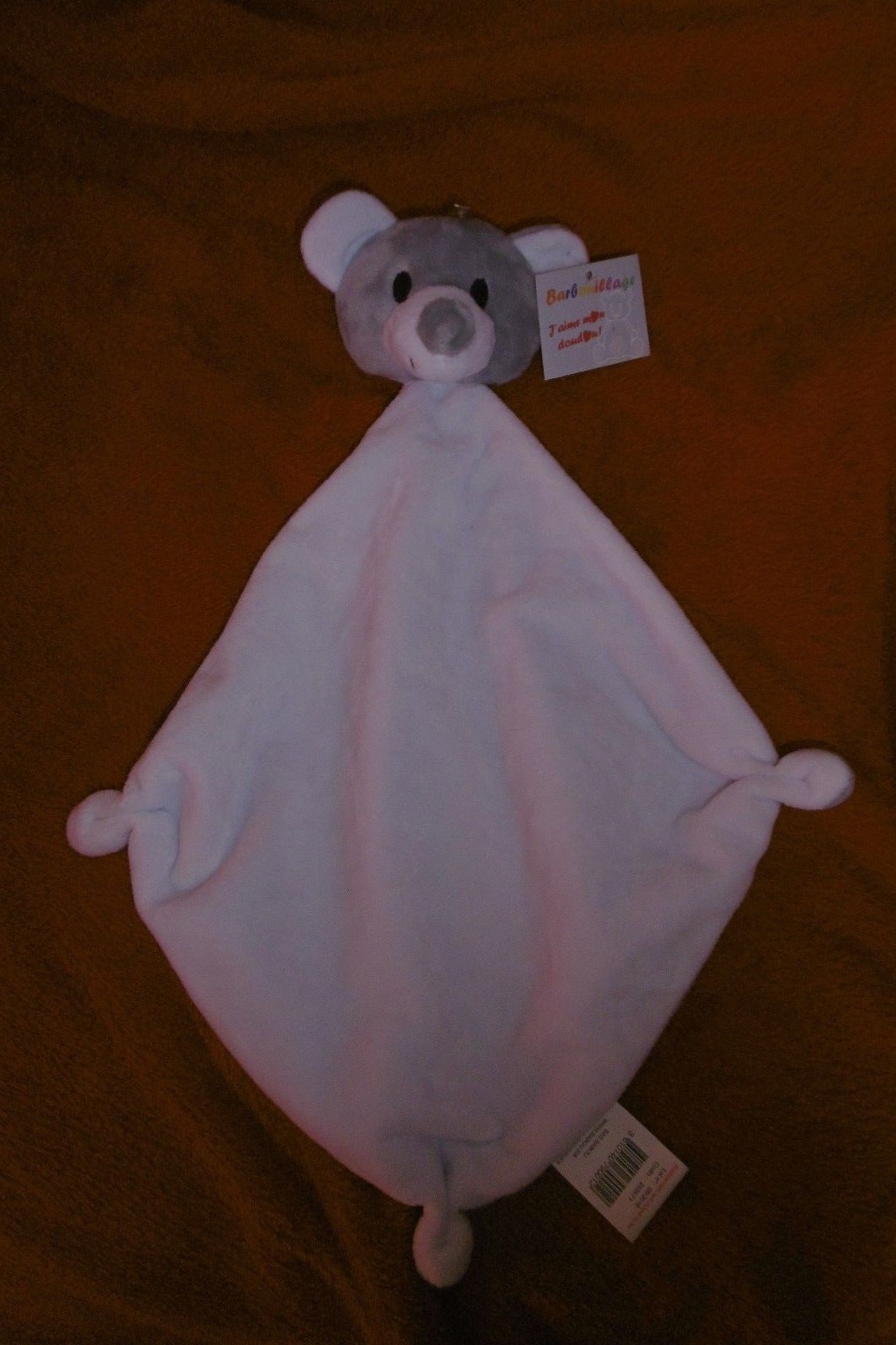 Doudou plat Babou Barbouillage souris grise contre les chagrins et réveils nocturnes
